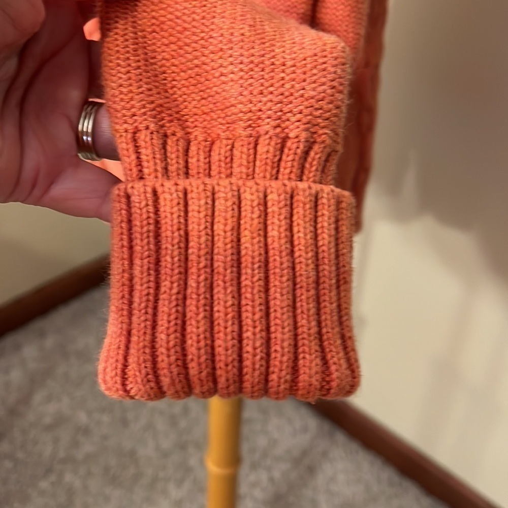 L.L. Bean Orange Cotton Cable Knit Turtleneck Sweater Sz XS - Picture 4 of 7